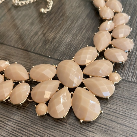 Boutique Style Taupe - Tan Gem Statement Necklace - Picture 2 of 16